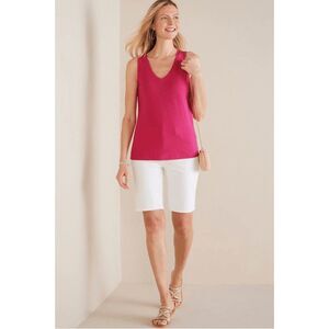 Soft Surroundings Mistral Supima Slub Tank Raspberry Pink V Neck Womens 2X NEW